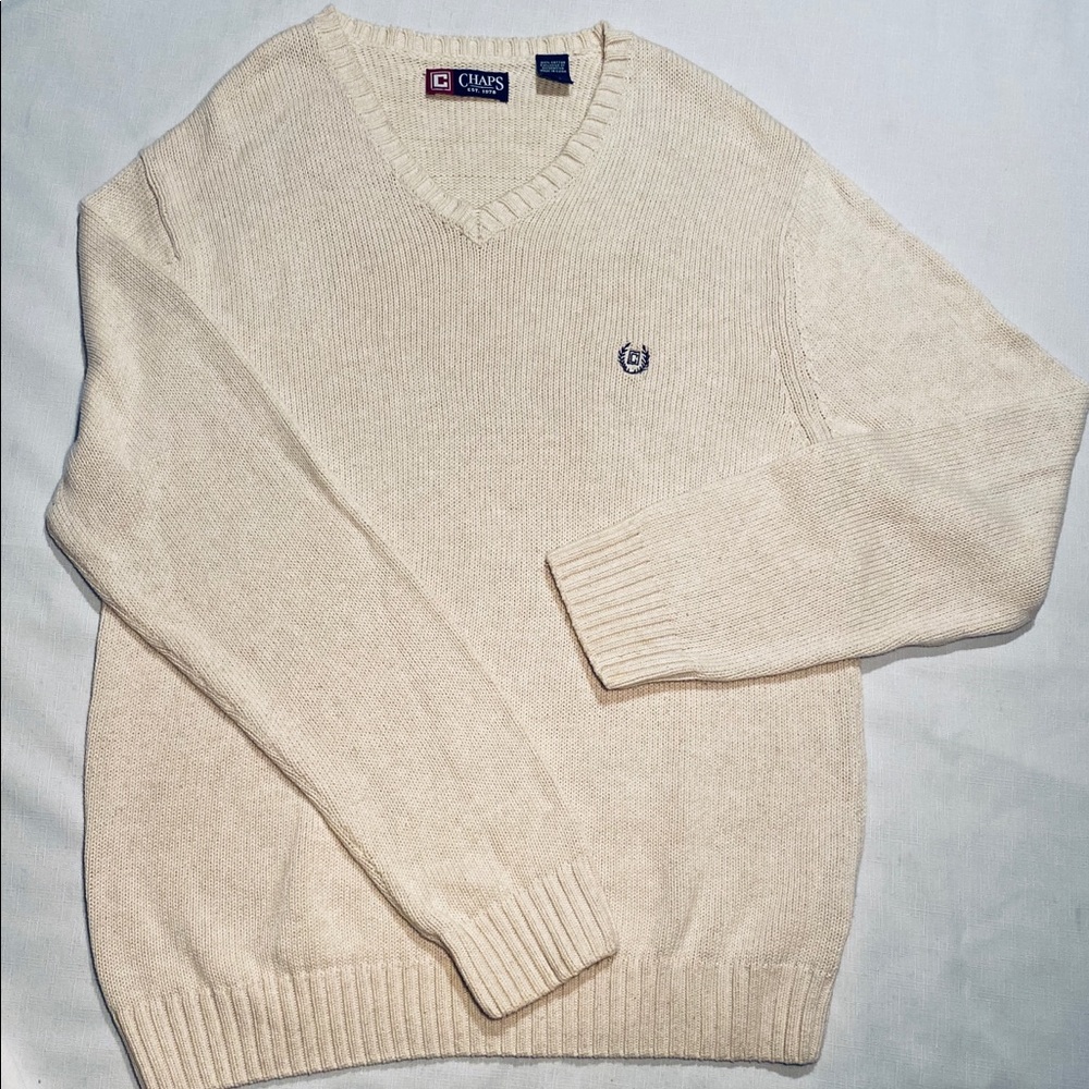 Chaps Knit Pullover V Neck Sweater L